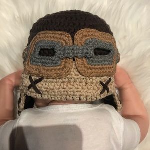 Baby Crocheted aviator hat 6-12 months New